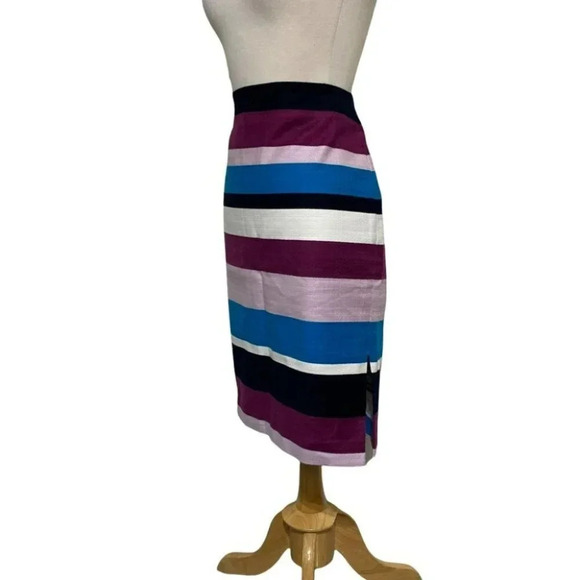 Loft 6 multicolor color block knee high double side‎ slit skirt - Picture 4 of 8